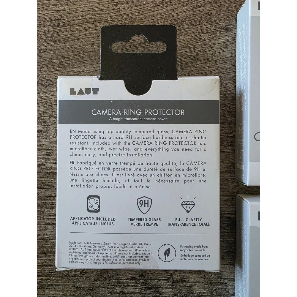 LAUT Camera Ring Protector for iPhone 17 Air 9H Tempered Glass 3 Pack Clear